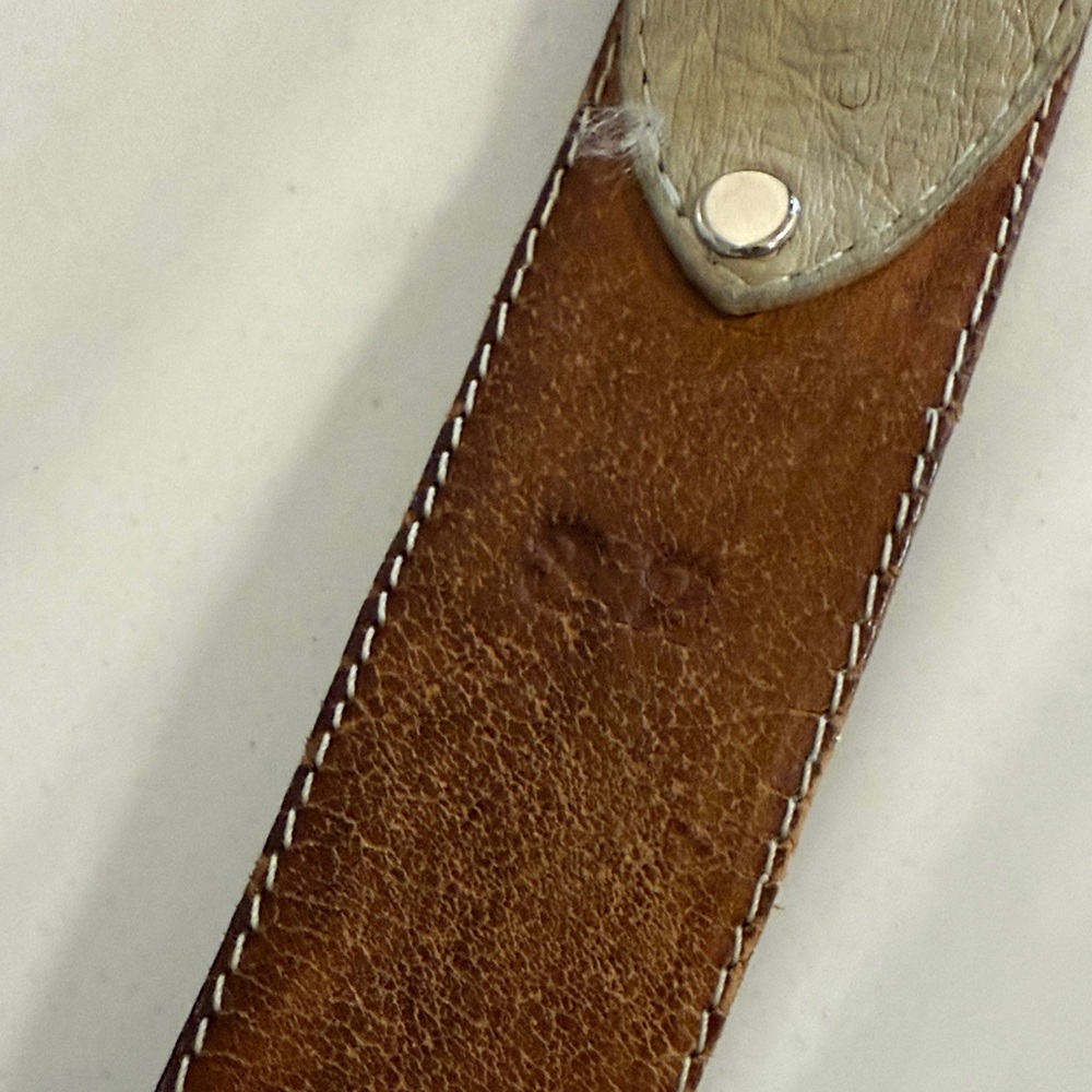 🦋 Original Ostrich Leather Belt - Cream. With removable Buckle.few blemishes. - Picture 4 of 6